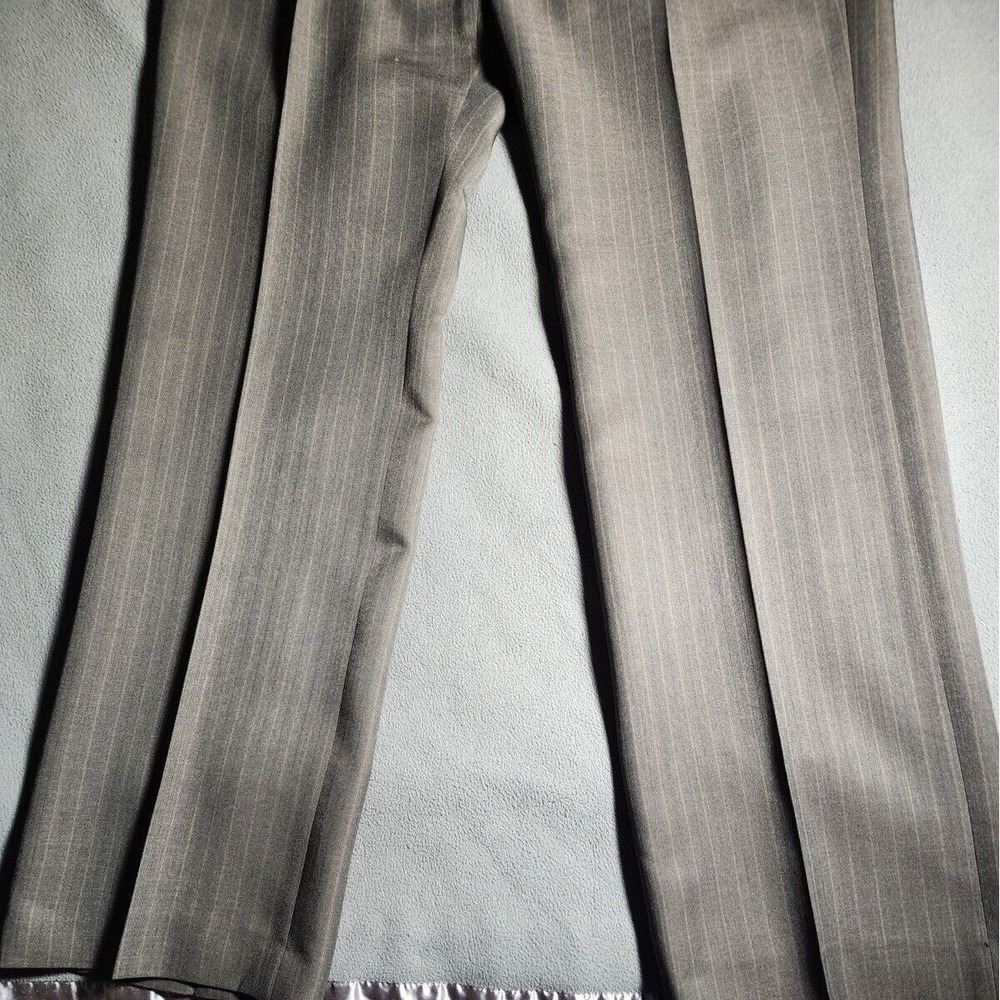 Kasper Pants Womens Size 10 Brown Striped Chino Casual Ankle Buttons Zip - Picture 3 of 16